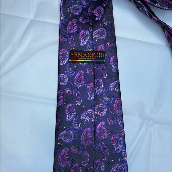 2/$35 Armarachi Paisley Satin Galaxy Purple Neck Tie Classy Retro Formal Flare - Picture 3 of 6